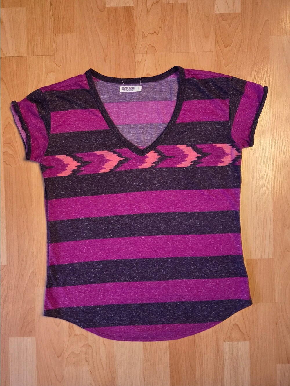 Garage striped v-neck t-shirt